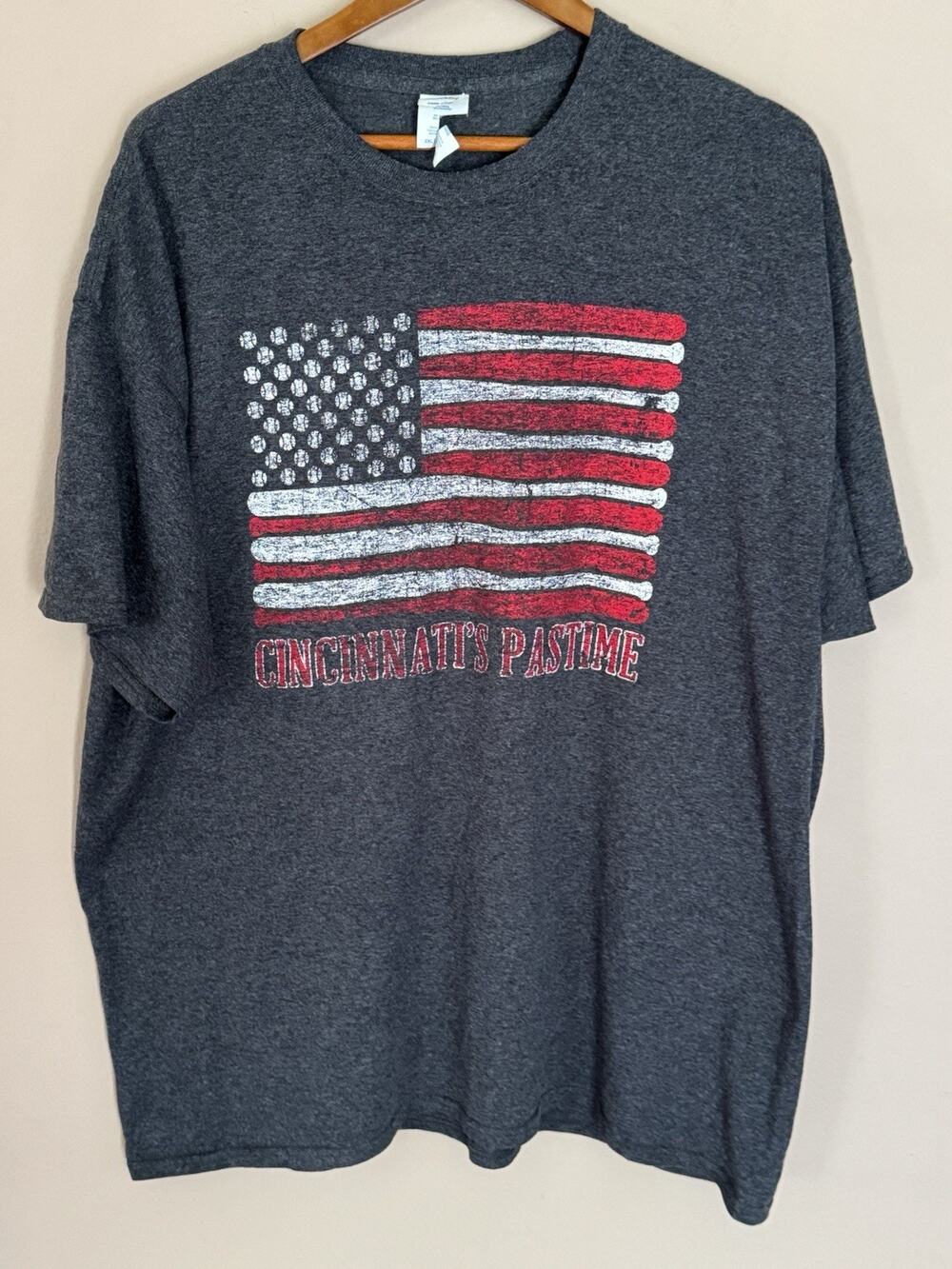 Cincinnati Reds Pastime Flag Gray T-Shirt MLB Tee XXL 2XL